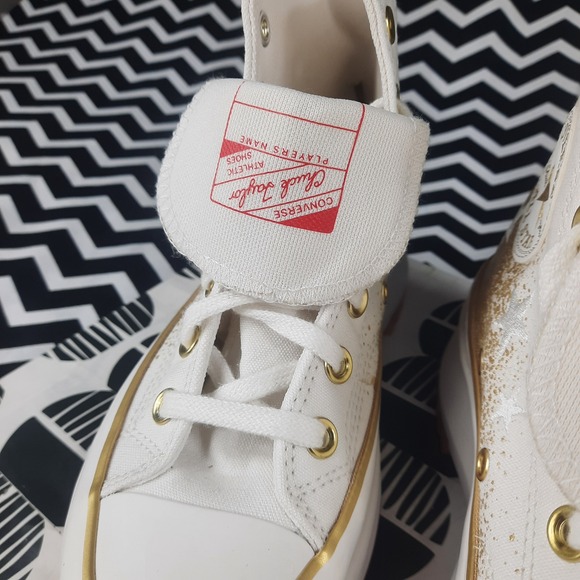 Converse Run Star Hike High Top Gold  Glitter Stars Sneakers Womens 6.5 Mens 5 - Picture 4 of 8